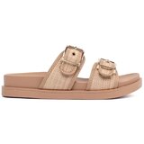 GOODIN Beige flat flip-flops with buckles Cijene