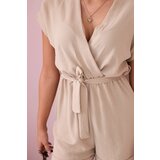 Kesi Włoski Short jumpsuit with waist tie in beige color | Eponuda.ba