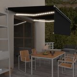 vidaXL Avtomatska tenda s senčilom LED + senzor 4x3 m antracitna Cene