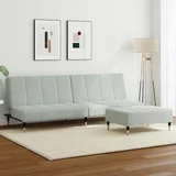  Kavč dvosed z ležiščem in stolčkom za noge svetlo siv žamet