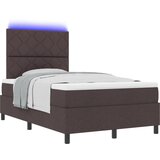 vidaXL Postelja na dnu z vzmetnico in LED temno rjava 120x200 cm tkanina, (22083627) | Shoptok.si