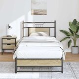 vidaXL Posteljni okvir brez vzmetnice hrast 75x190 cm inženirski les | Shoptok.si