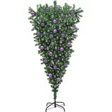 vidaXL Preokrenuto umjetno božićno drvce s lopticama Zelena 180 cm PVC | shoptok.hr