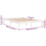 vidaXL Okvir za krevet od masivne borovine bijeli 135x190 cm UK bračni | shoptok.hr
