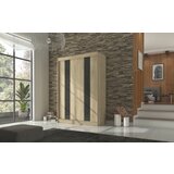 ADRK Klizni ormar KAREN s lakobel staklom 150 cm - SONOMA-LAKIRANA CRNA, VISOKI SJAJ | shoptok.hr