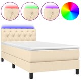 Krevet box spring s madracem LED krem 80 x 200 cm od tkanine | Eponuda.ba