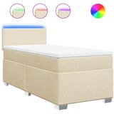  Krevet s oprugama i madracem krem 100 x 200 cm od tkanine | shoptok.hr