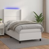 The Living Store Box spring postelja z vzmetnico LED bela 90x200 cm umetno usnje - Box Spring Postelja, (21520876) Cene