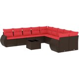  11-dijelni vrtni set s jastucima smeđi poliratan | shoptok.hr