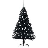 vidaXL Umjetna preddekorirana božićna jelka Črna 150 cm PVC | Shoptok.si