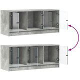 TV omarica s steklenimi vrati betonsko siva 102x37x42 cm | Shoptok.si