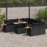 vidaXL 9-dijelni set vrtnih sofa s jastucima crni od poliratana bagrem | shoptok.hr