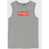 United Colors Of Benetton Otroška bombažna kratka majica siva barva