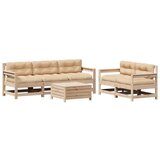  The Living Store Vrtna sedežna garnitura 6-delna z blazinami trdna borovina - Vrtna Sedežna Garnitura, (21446640) | Shoptok.si