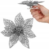  Božićni ukras “Božićna zvijezda” 11 × 11 cm, srebrna sa šljokicama | shoptok.hr