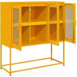 vidaXL Komoda gorčično rumena 100,5x39x107 cm hladno valjano jeklo | Shoptok.si