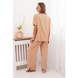 Kesi Włoski Women's set with a loose blouse and wide pants camel | ePonuda.com