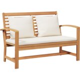  klop z blazino Rjava in krem 110 x 66 x 76 cm Trden tikov les, (5000279876) | Shoptok.si