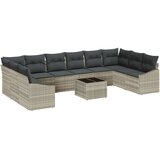 vidaXL Set od 11 vrtnih kauča s jastučićima Sivi poli ratan | shoptok.hr