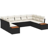 vidaXL set vrtnog kauča od 5 dijelova s jastucima crni poli ratan akacija | shoptok.hr