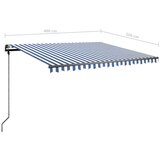  Tenda na ručno uvlačenje s LED svjetlom 400x350 cm plavo-bijela | shoptok.hr