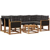 vidaXL Zunanja garnitura za sedenje z blazino 7 pcs Naravna in črna, (5000273151) | Shoptok.si