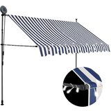  Tenda na ručno uvlačenje s LED svjetlima 300 cm plavo-bijela Cijene
