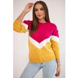 Kesi Sweater with geometric fuchsia + mustard patterns | shoptok.hr
