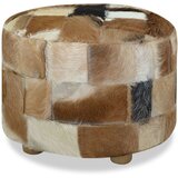 vidaXL Tabure iz pravega usnja okrogel 50x50x45 cm | Shoptok.si