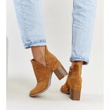Gemre Brown ankle boots with a notch on a block heel Brankka | Shoptok.si