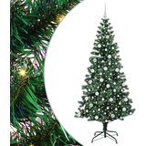 vidaXL Umjetno predsvijetljeno božićno drvce Zelena 210 cm PVC i metal | shoptok.hr