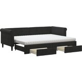 The Living Store Izvlečna dnevna postelja s predali črna 80x200 cm žamet - Izvlečna Dnevna Postelja, (21490412) | Shoptok.si