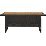 vidaXL Vrtna miza črna 100x50x43/63 cm trden akacijev les & poli ratan | Shoptok.si