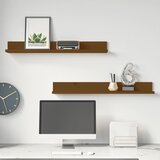vidaXL Stenske police 2 kosa medeno rjava 80x11x9 cm trdna borovina | Shoptok.si