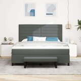  vzmetna postelja z vzmetnico in klopjo temno siva 180x200 cm tkanina, (22083181) | Shoptok.si