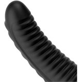 BUTTR Double Ribbed - velik rebrast analni čep (črn) - 26 cm Slike