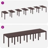vidaXL 13-delni vrtni jedilni set s blazinami rjava poli ratan, vrtna miza rjava 200x100x73 cm poli ratan, vrtna miza rjava 150x100x73 cm poli ratan, vrtne stole s blazinami 4 kosa rjava poli ratan | Shoptok.si