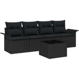  5-dijelni Vrtni Sofa Set s Jastucima Crni Poli Ratan Dvosjed Vrtni Sofa s Skladištem i Jastucima Crni Poli Ratan | shoptok.hr