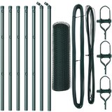 vidaXL Heksagonalna Ograja Zelena 0.4x10 m Jeklo, Ograjni Stebri 7 kosov Zelena Ø32 mm 80 cm Galvanizirano Jeklo Cene