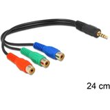 Delock Cinch / utičnica video priključni kabel [3x ženski cinch konektor - 1x 3,5 mm banana utikač] 0.24 m crna | Eponuda.ba