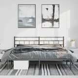  Metalni okvir za krevet s uzglavljem crni 193x203 cm | shoptok.hr