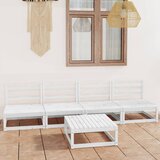 Maison Chic Seti vrtnega pohištva - Vrtna garnitura - Vrtni pohištvo set 5-delna bela trdna borovina, (21819752) | Shoptok.si