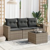vidaXL 4-dijelni set vrtnih sofa od poliratana s jastucima sivi Cijene
