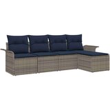  Vrtna sedežna garnitura z blazino 5 pcs Siva Poly ratan, (5000022456) | Shoptok.si