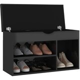  Klupa za cipele s jastukom sjajna crna 80 x 30 x 47 cm drvena | shoptok.hr