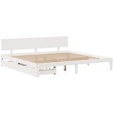 vidaXL Posteljni okvir s predali bel 200x200 cm trdna borovina | Shoptok.si