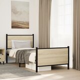 Furnova Kovinski posteljni okvir brez vzmetnice sonoma hrast 90x200 cm, (21935851) Cene