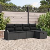 vidaXL 5-Dijelni Vrtna Sofa Set s Jastučićima Crni Poli Ratan Cijene
