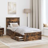  Krevetna konstrukcija Dimljeni hrast i srebrna 75 x 190 cm | shoptok.hr