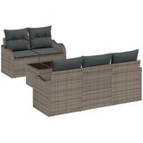 vidaXL 6-dijelni vrtni set sofa s jastučićima siva poli ratan, 2-sjedalna vrtna sofa s prostorom za pohranu i jastučićima siva poli ratan Cijene